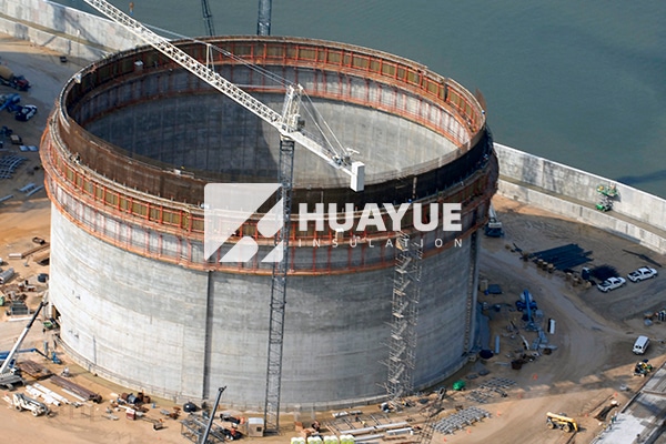 Foam glass block installation in progress