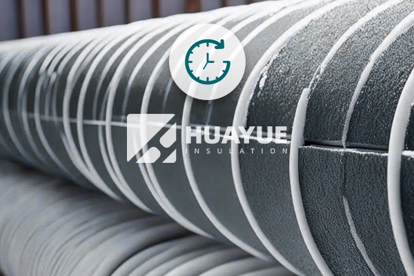 cellular glass pipe cover installed on overhead process line at 250°C chemical plant